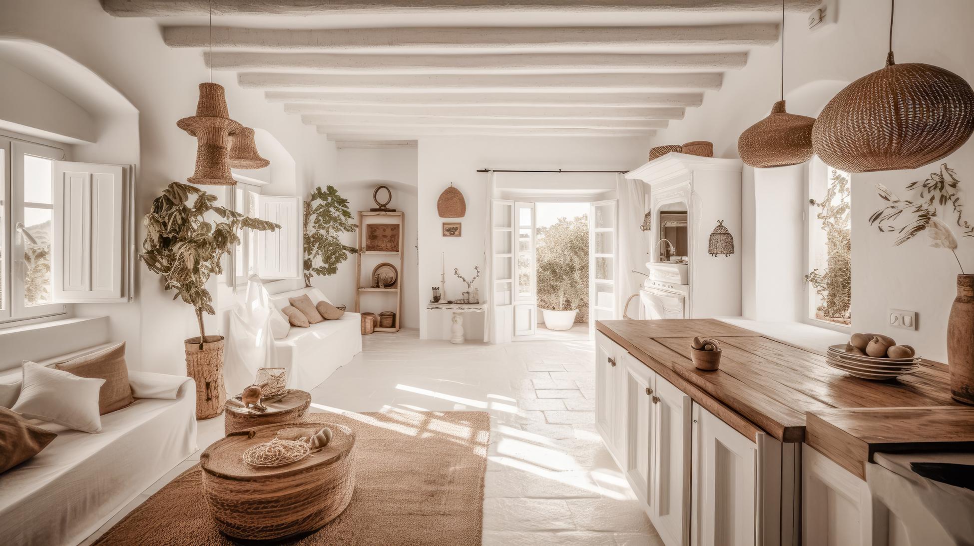 Ilustracion de la decoracion Interior de una cocina tradicional,