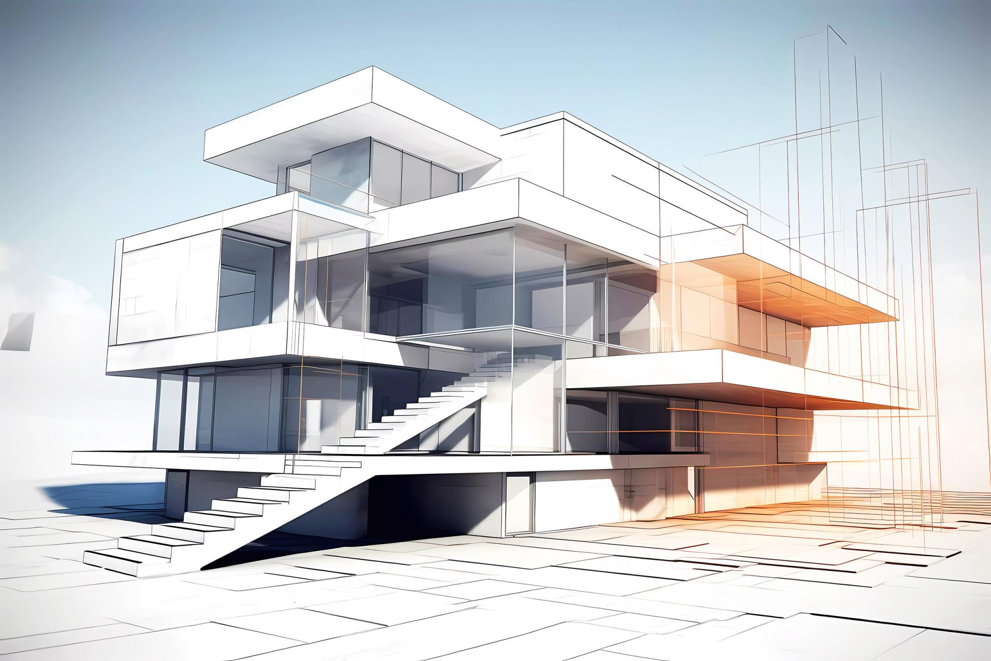 Architecture modern house abstract rendering. Generative ai design.